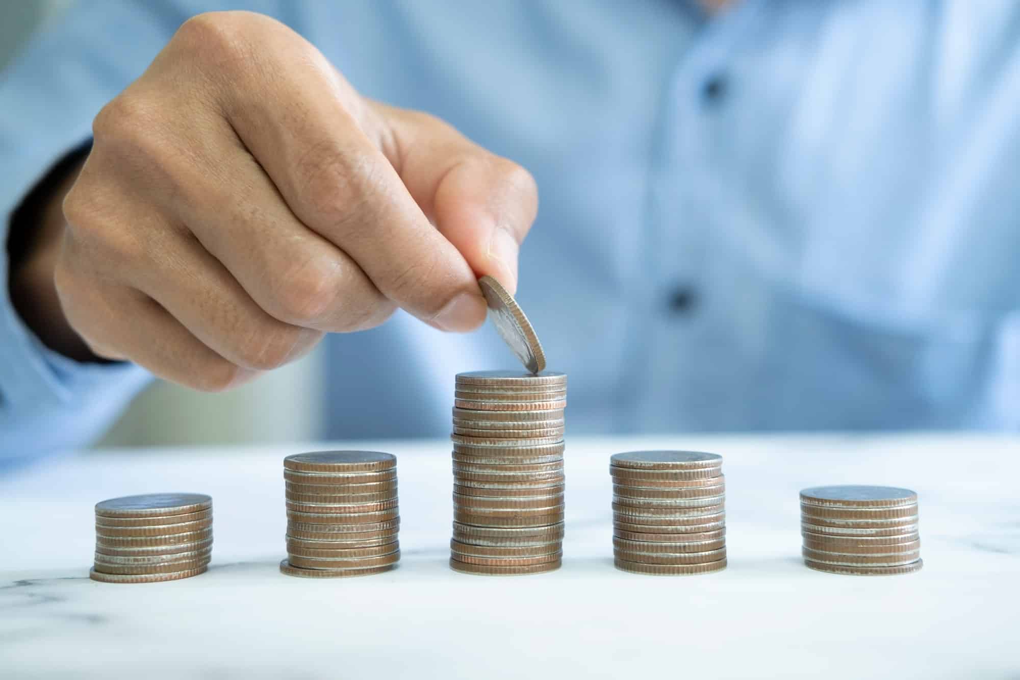 Businessman accountant counting money.